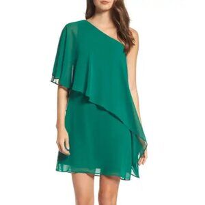Vince Camuto Green Chiffon One-Shoulder Dress Size 8 US